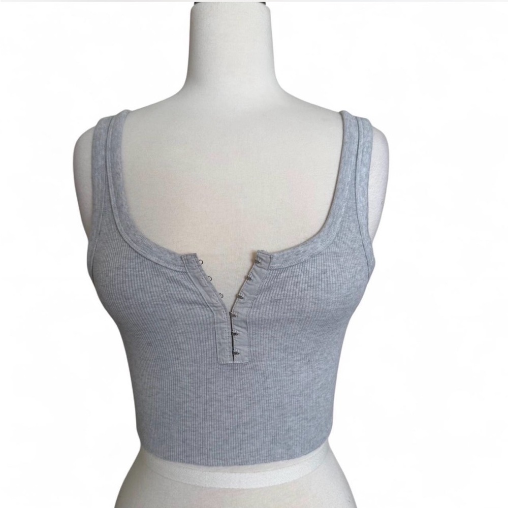 Aerie Ribbed Tank Top w/ Snap Button Detail